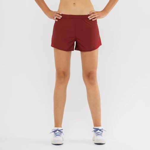 Red Salomon Cross Rebel 4'' Women's Running Shorts | PH 81035W